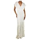 White lurex ruffled maxi dress - size XS - Autre Marque