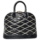LOUIS VUITTON Lambskin Leather Malletage Alma PM Bag Black/White - Louis Vuitton