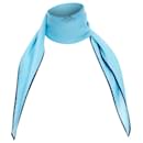 HERMES Losange sky blue cashmere silk navy edge logo print scarf - Hermès