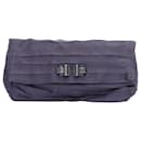 Lanvin Satin Pleated Fabric Silver Buckle Foldover Clutch Bag
