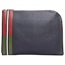 Alexander Mcqueen Stripes Leather Portfolio Clutch Bag