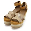 Hermes Espadrille Wedge Sandals Beige - Hermès