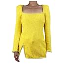Yellow tweed sequin-embellished top - size UK 8 - Autre Marque