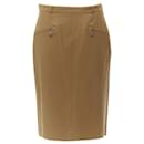Hermes wool blend leather Sellier zipper pocket pencil skirt - Hermès