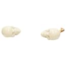 Alexander Mcqueen Enamel Double Skull Gold Tone Cuff Bangle