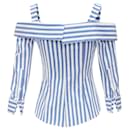 Monse Striped Cold Shoulder Corseted Cropped Sleeve Top - Autre Marque