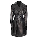 Dolce & Gabbana nappa leather double breasted silver buckle belt coat