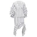 Caroline Constas ruffled stripes wrap top high low skirt set - Autre Marque