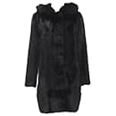 Isla fur long sleeve snap button hooded jacket - Autre Marque