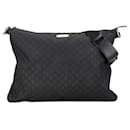 Gucci Nylon Leather Messenger Bag Black