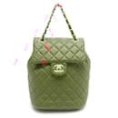 Chanel Matelasse Lambskin Backpack Red