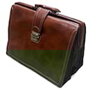 Textier vintage brown cowhide leather business document briefcase - Autre Marque