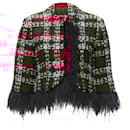 Halpern tweed feather trim cropped jacket - Autre Marque