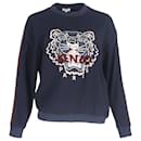Kenzo Tiger Motif Embroidered Sweatshirt in Navy Blue Cotton 