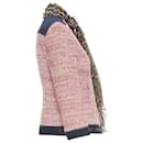 Dolce & Gabbana tweed denim trimmed leopard scarf jacket