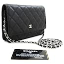 CHANEL Grained Calfskin Wallet On Chain WOC Black Shoulder Bag - Chanel