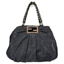 FENDI Zucca Print Canvas Large Mia Shoulder Bag Black - Fendi