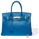 Sac HERMES Birkin 30 en Cuir Bleu - 102336 - Hermès