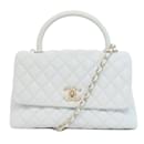 Chanel Coco Handle Handbag in Gray Caviar Leather
