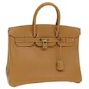 HERMES Birkin 35 Hand Bag Leather Beige Gold Auth 90274 - Hermès