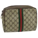 GUCCI GG Supreme Web Sherry Line Clutch Bag PVC Beige Red 89 01 012 Auth 106583 - Gucci