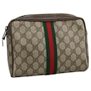 GUCCI GG Supreme Web Sherry Line Clutch Bag PVC Beige Red 22 01 012 Auth 106484 - Gucci