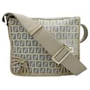 Fendi Zucchino Canvas Leather Shoulder Bag
