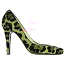  Christian Louboutin Leopard Print Square Toe Pumps in Brown Calf-Hair Wool
