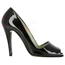  Christian Louboutin Peep-Toe Pumps in Dark Purple Patent Leather