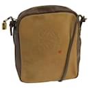 LOEWE Anagram Shoulder Bag Leather Gold Brown Auth 106616 - Loewe