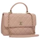 CHANEL Hand Bag Lamb Skin 2way Pink Gold 92236 CC Auth 98152SA - Chanel