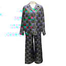 La DoubleJ Turquoise / Burgundy / Green Edition 31 Silk Pajama Set - Autre Marque