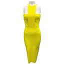 Alex Perry Bright Yellow Crepe Halter Midi Dress - Autre Marque