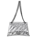  Balenciaga Medium Crush Chain Shoulder Bag in Metallic Silver Calf Leather