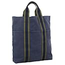 HERMES Fourre Tout Cabas Tote Bag Canvas Navy Khaki Auth ti2566 - Hermès