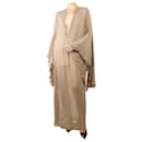 Brown semi see-through maxi dress - size S - Autre Marque