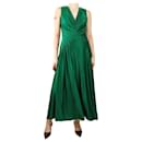 Green sleeveless satin maxi dress - size UK 10 - Autre Marque
