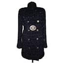 14K$ Paris / Shanghai Black Belted Tweed Coat - Chanel