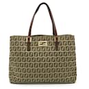Fendi Zucchino Canvas Leather Mini Tote Bag