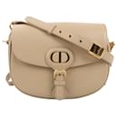 Christian Dior Bobby Leather Medium Flap Shoulder Bag in Beige