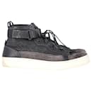  Ermenegildo Zegna Couture High-Top Sneakers in Black Canvas and Leather