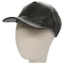 Casquette en toile Zucca FENDI noire et marron Auth am7434 - Fendi