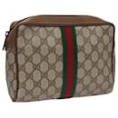 GUCCI GG Supreme Web Sherry Line Clutch Bag PVC Beige Red 89 01 012 Auth th5544 - Gucci