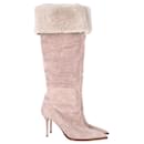Malone Souliers Fur Trimmed Knee Boots in Pink Suede - Autre Marque