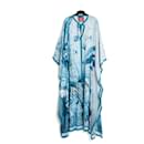 F.R.S. For Restless Sleepers Robe Kaftan TU Blue Lagoon Cotton Palms Dress OS - Autre Marque