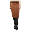 Tan Cloro leather midi skirt - size UK 8 - Autre Marque