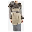Grey and neutral belted shearling jacket - size UK 10 - Autre Marque