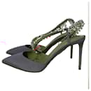 Aquazzura Exquisite 85 Crystal And Pearl-Embellished Slingback Pumps in Pink Satin