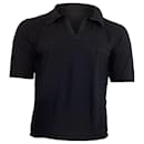  Saint Laurent  Cassandre Knitted Polo Shirt in Black Wool
