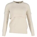 Chanel Layered Ribbed Knit Sweater in Ivory Wool 